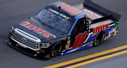 DAYTONA BEACH, FLORIDA - FEBRUARY 11: Spencer Davis, driver of the #11 Inox Supreme Lubricants Toyota, practices for the NASCAR Camping World Truck Series NextEra Energy 250 at Daytona International Speedway on February 11, 2021 in Daytona Beach, Florida. (Photo by Jared C. Tilton/Getty Images) | Getty Images