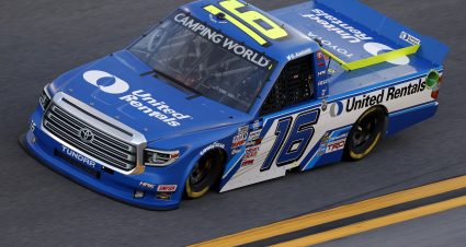 DAYTONA BEACH, FLORIDA - FEBRUARY 11: Austin Hill, driver of the #16 United Rentals Toyota, practices for the NASCAR Camping World Truck Series NextEra Energy 250 at Daytona International Speedway on February 11, 2021 in Daytona Beach, Florida. (Photo by Jared C. Tilton/Getty Images) | Getty Images