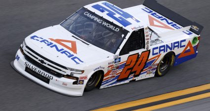 DAYTONA BEACH, FLORIDA - FEBRUARY 11: Raphael Lessard, driver of the #24 CANAC Chevrolet, practices for the NASCAR Camping World Truck Series NextEra Energy 250 at Daytona International Speedway on February 11, 2021 in Daytona Beach, Florida. (Photo by Jared C. Tilton/Getty Images) | Getty Images