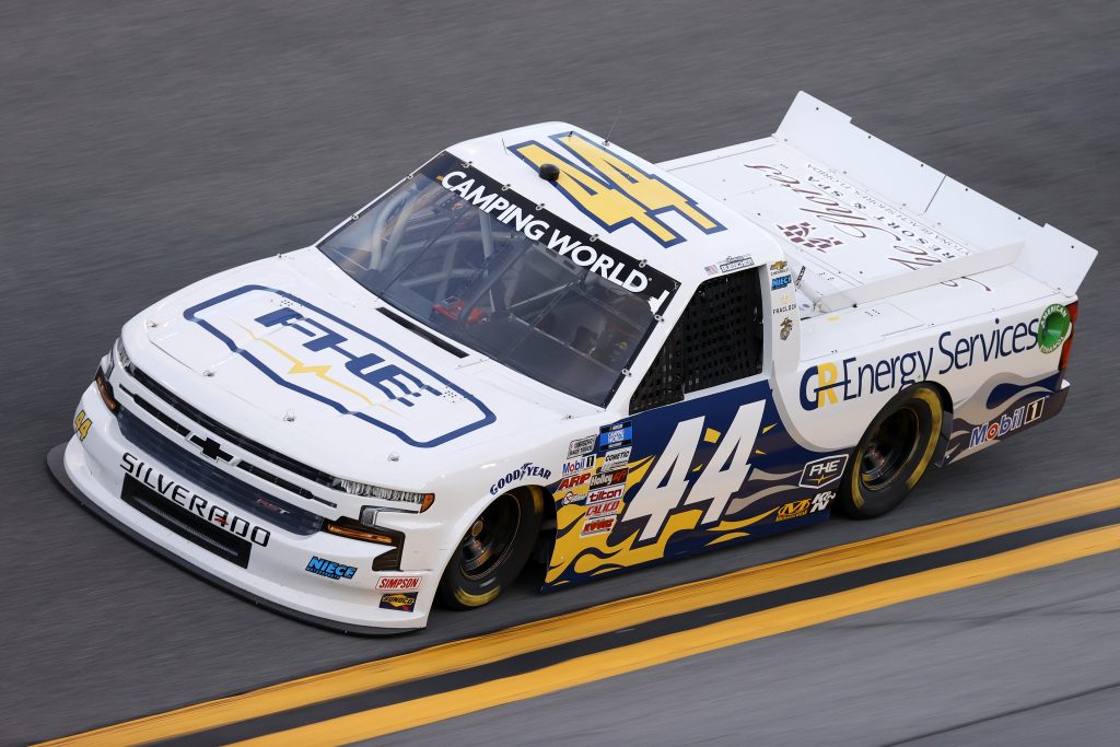 DAYTONA BEACH, FLORIDA - FEBRUARY 11: James Buescher, driver of the #44 FHE FracLock Chevrolet, practices for the NASCAR Camping World Truck Series NextEra Energy 250 at Daytona International Speedway on February 11, 2021 in Daytona Beach, Florida. (Photo by Jared C. Tilton/Getty Images) | Getty Images