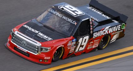DAYTONA BEACH, FLORIDA - FEBRUARY 11: Derek Kraus, driver of the #19 MHR SHOCKWAVE Toyota, practices for the NASCAR Camping World Truck Series NextEra Energy 250 at Daytona International Speedway on February 11, 2021 in Daytona Beach, Florida. (Photo by Jared C. Tilton/Getty Images) | Getty Images