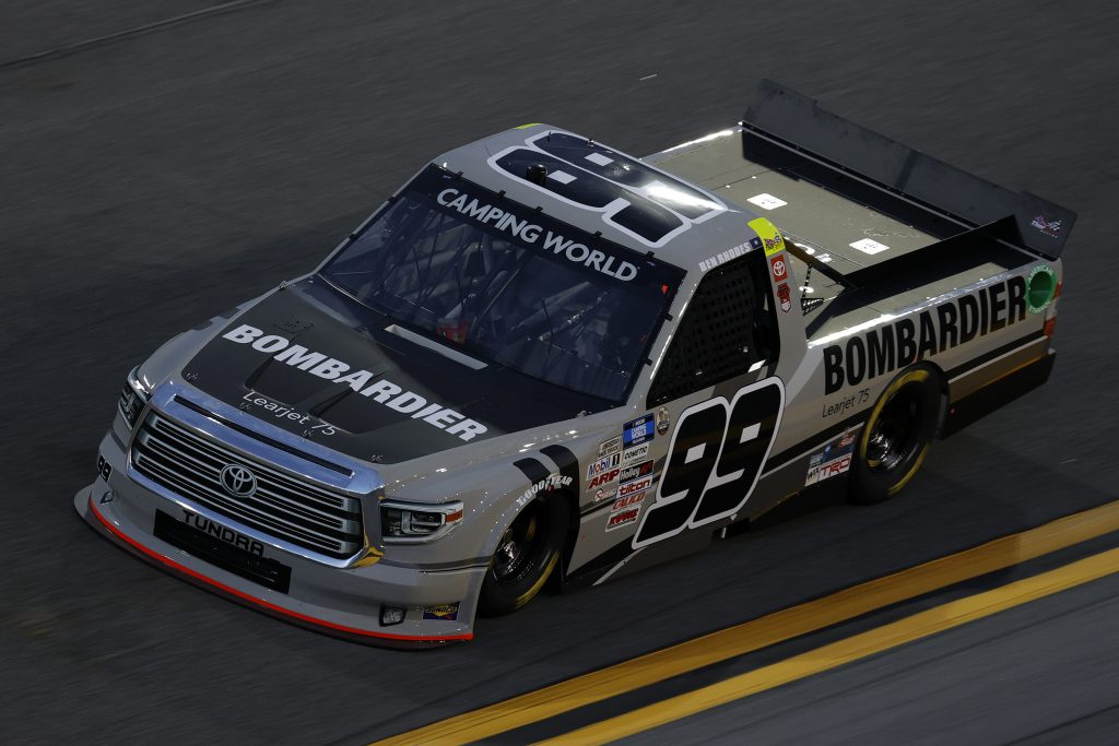 DAYTONA BEACH, FLORIDA - FEBRUARY 11: Ben Rhodes, driver of the #99 Bombardier LearJet 75 Toyota, practices for the NASCAR Camping World Truck Series NextEra Energy 250 at Daytona International Speedway on February 11, 2021 in Daytona Beach, Florida. (Photo by Jared C. Tilton/Getty Images) | Getty Images