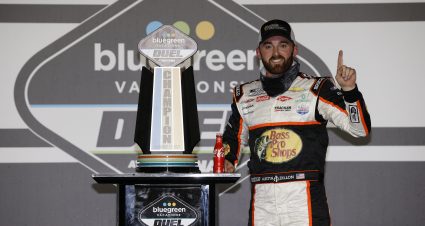 DAYTONA BEACH, FLORIDA - FEBRUARY 11: Austin Dillon, driver of the #3 Bass Pro Shops Chevrolet, celebrates in victory lane after winning during the NASCAR Cup Series Bluegreen Vacations Duel #2 at Daytona International Speedway on February 11, 2021 in Daytona Beach, Florida. (Photo by Chris Graythen/Getty Images) | Getty Images