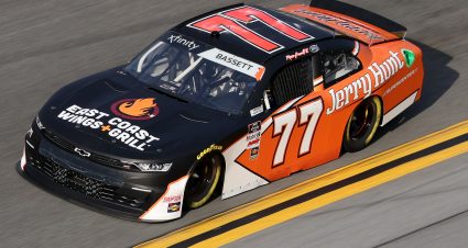 DAYTONA BEACH, FLORIDA - FEBRUARY 12: Ronnie Bassett Jr., driver of the #77 Jerry Hunt/East Coast Wings Chevrolet, practices for the NASCAR Xfinity Series Beef. It's What's For Dinner. 300 at Daytona International Speedway on February 12, 2021 in Daytona Beach, Florida. (Photo by James Gilbert/Getty Images) | Getty Images