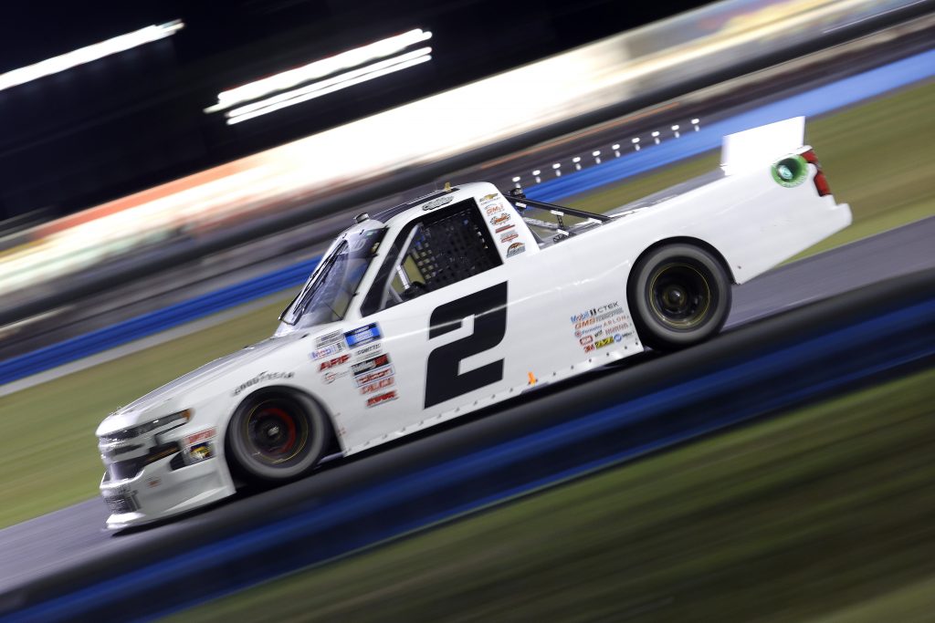 DAYTONA BEACH, FLORIDA - FEBRUARY 19: Sheldon Creed, driver of the #2 Chevy Silverado Chevrolet, drives during the NASCAR Camping World Truck Series BrakeBest Brake Pads 159 At Daytona Presented by O'Reilly at Daytona International Speedway on February 19, 2021 in Daytona Beach, Florida. (Photo by Chris Graythen/Getty Images) | Getty Images