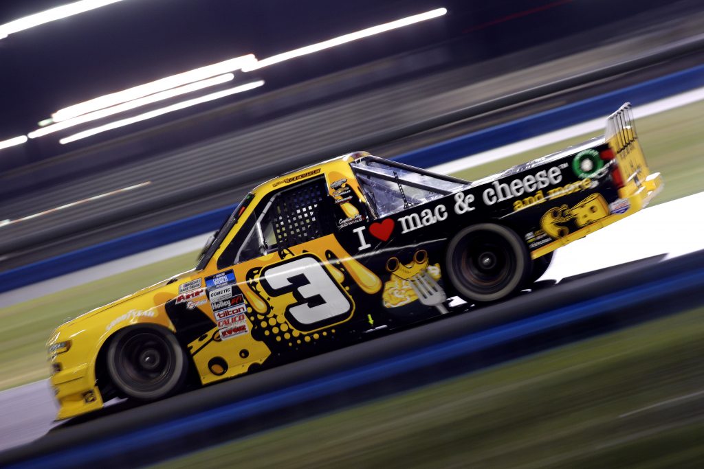 DAYTONA BEACH, FLORIDA - FEBRUARY 19: Bobby Reuse, driver of the #3 I Heart Mac & Cheese Chevrolet, drives during the NASCAR Camping World Truck Series BrakeBest Brake Pads 159 At Daytona Presented by O'Reilly at Daytona International Speedway on February 19, 2021 in Daytona Beach, Florida. (Photo by Chris Graythen/Getty Images) | Getty Images
