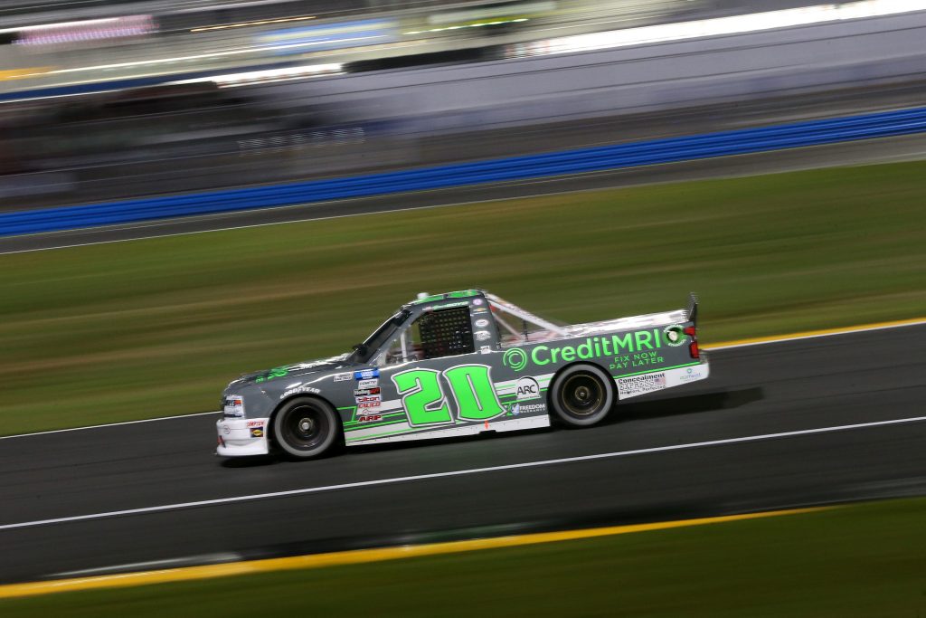 DAYTONA BEACH, FLORIDA - FEBRUARY 19: Spencer Boyd, driver of the #20 Credit MRI Chevrolet, drives during the NASCAR Camping World Truck Series BrakeBest Brake Pads 159 At Daytona Presented by O'Reilly at Daytona International Speedway on February 19, 2021 in Daytona Beach, Florida. (Photo by Brian Lawdermilk/Getty Images) | Getty Images