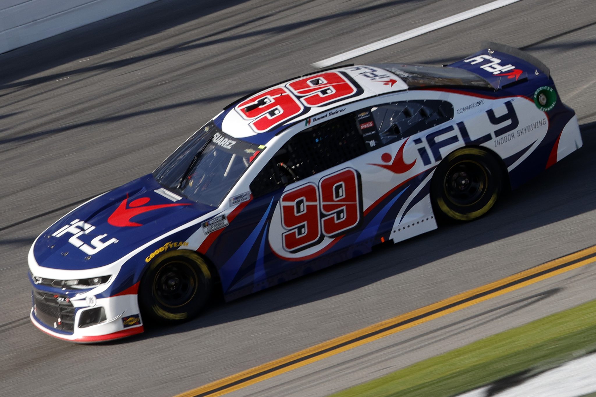 DAYTONA BEACH, FLORIDA - FEBRUARY 21: Daniel Suarez, driver of the #99 iFly Chevrolet, drives during the NASCAR Cup Series O'Reilly Auto Parts 253 at Daytona International Speedway on February 21, 2021 in Daytona Beach, Florida. (Photo by Chris Graythen/Getty Images) | Getty Images