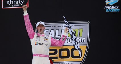 AVONDALE, ARIZONA - MARCH 13: Austin Cindric, driver of the #22 Car Shop Ford, celebrates in victory lane after winning the NASCAR Xfinity Series Call 811 Before You Dig 200 presented by Arizona 811 at Phoenix Raceway on March 13, 2021 in Avondale, Arizona. (Photo by Sean Gardner/Getty Images) | Getty Images