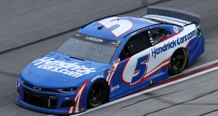 HAMPTON, GEORGIA - MARCH 21: Kyle Larson, driver of the #5 HendrickCars.com Chevrolet, drives during the NASCAR Cup Series Folds of Honor QuikTrip 500 at Atlanta Motor Speedway on March 21, 2021 in Hampton, Georgia. (Photo by Sean Gardner/Getty Images) | Getty Images