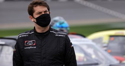 DAYTONA BEACH, FLORIDA - FEBRUARY 13: Landon Cassill, driver of the #4 Blue Emu Chevrolet, waits on the grid prior to the NASCAR Xfinity Series Beef. It's What's For Dinner. 300 at Daytona International Speedway on February 13, 2021 in Daytona Beach, Florida. (Photo by Jared C. Tilton/Getty Images) | Getty Images