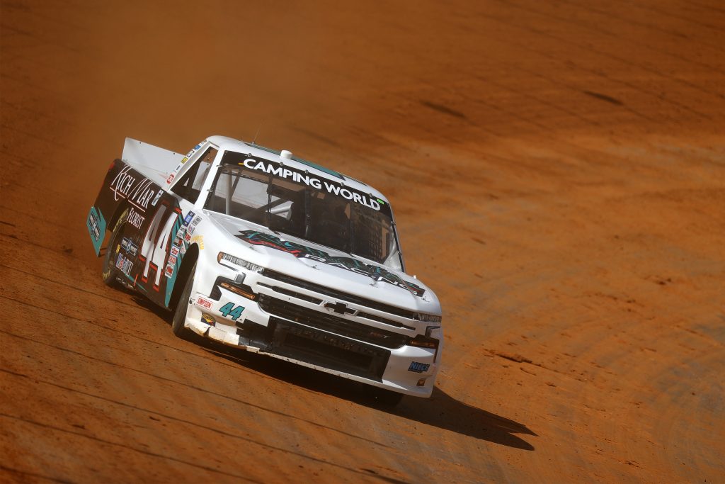 BRISTOL, TENNESSEE - MARCH 26: Kyle Larson, driver of the #44 Rich Mar Florist/Circle B Chevrolet, drives during practice for the NASCAR Camping World Truck Series Pinty's Truck Race on Dirt at Bristol Motor Speedway on March 26, 2021 in Bristol, Tennessee. (Photo by Jared C. Tilton/Getty Images) | Getty Images