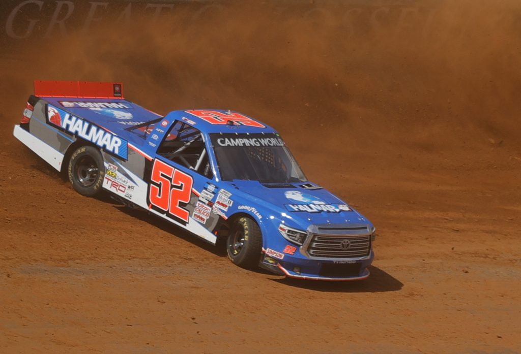 BRISTOL, TENNESSEE - MARCH 26: Stewart Friesen, driver of the #52 Halmar International Toyota, spins during practice for the NASCAR Camping World Truck Series Pinty's Truck Race on Dirt at Bristol Motor Speedway on March 26, 2021 in Bristol, Tennessee. (Photo by Jared C. Tilton/Getty Images) | Getty Images