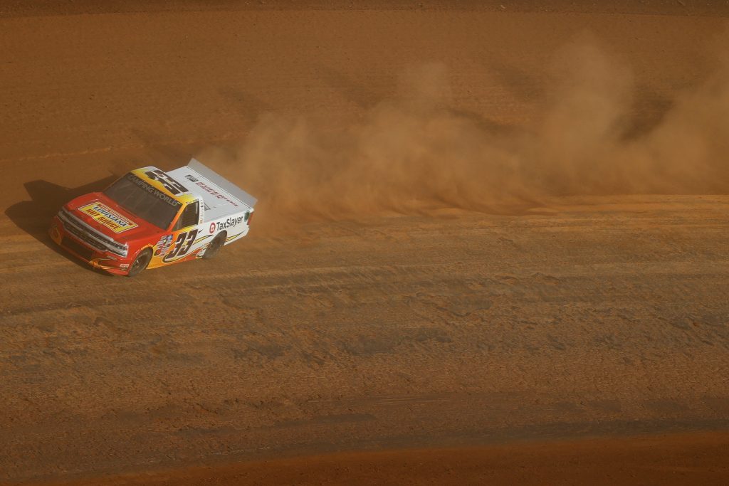 BRISTOL, TENNESSEE - MARCH 26: Myatt Snider, driver of the #33 Louisiana Hot Sauce Chevrolet, drives during practice for the NASCAR Camping World Truck Series Pinty's Truck Race on Dirt at Bristol Motor Speedway on March 26, 2021 in Bristol, Tennessee. (Photo by Jared C. Tilton/Getty Images) | Getty Images