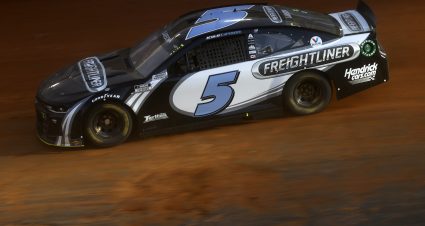 BRISTOL, TENNESSEE - MARCH 26: Kyle Larson, driver of the #5 Freightliner Chevrolet, drives during practice for the NASCAR Cup Series Food City Dirt Race at Bristol Motor Speedway on March 26, 2021 in Bristol, Tennessee. (Photo by Chris Graythen/Getty Images) | Getty Images
