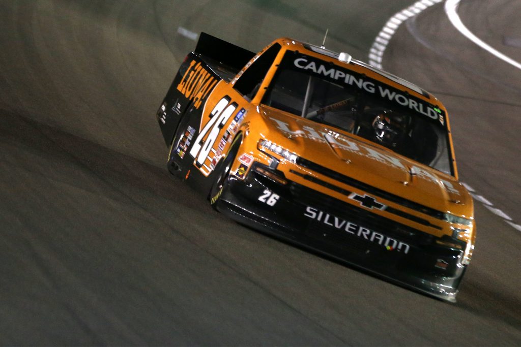 LAS VEGAS, NEVADA - MARCH 05: Tyler Ankrum, driver of the #26 LiUNA! Chevrolet, drives during the NASCAR Camping World Truck Series Bucked Up 200 at The Bullring at Las Vegas Motor Speedway on March 05, 2021 in Las Vegas, Nevada. (Photo by Brian Lawdermilk/Getty Images) | Getty Images