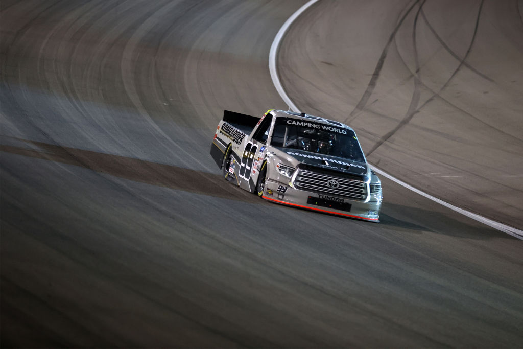 LAS VEGAS, NEVADA - MARCH 05: Ben Rhodes, driver of the #99 Bombardier LearJet 75 Toyota, drives during the NASCAR Camping World Truck Series Bucked Up 200 at The Bullring at Las Vegas Motor Speedway on March 05, 2021 in Las Vegas, Nevada. (Photo by Abbie Parr/Getty Images) | Getty Images