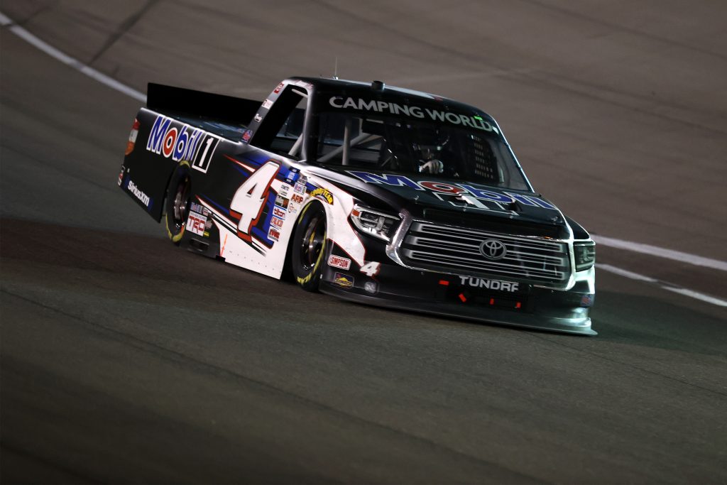 LAS VEGAS, NEVADA - MARCH 05: John Hunter Nemechek, driver of the #4 Mobil 1 Toyota, drives during the NASCAR Camping World Truck Series Bucked Up 200 at The Bullring at Las Vegas Motor Speedway on March 05, 2021 in Las Vegas, Nevada. (Photo by Abbie Parr/Getty Images) | Getty Images
