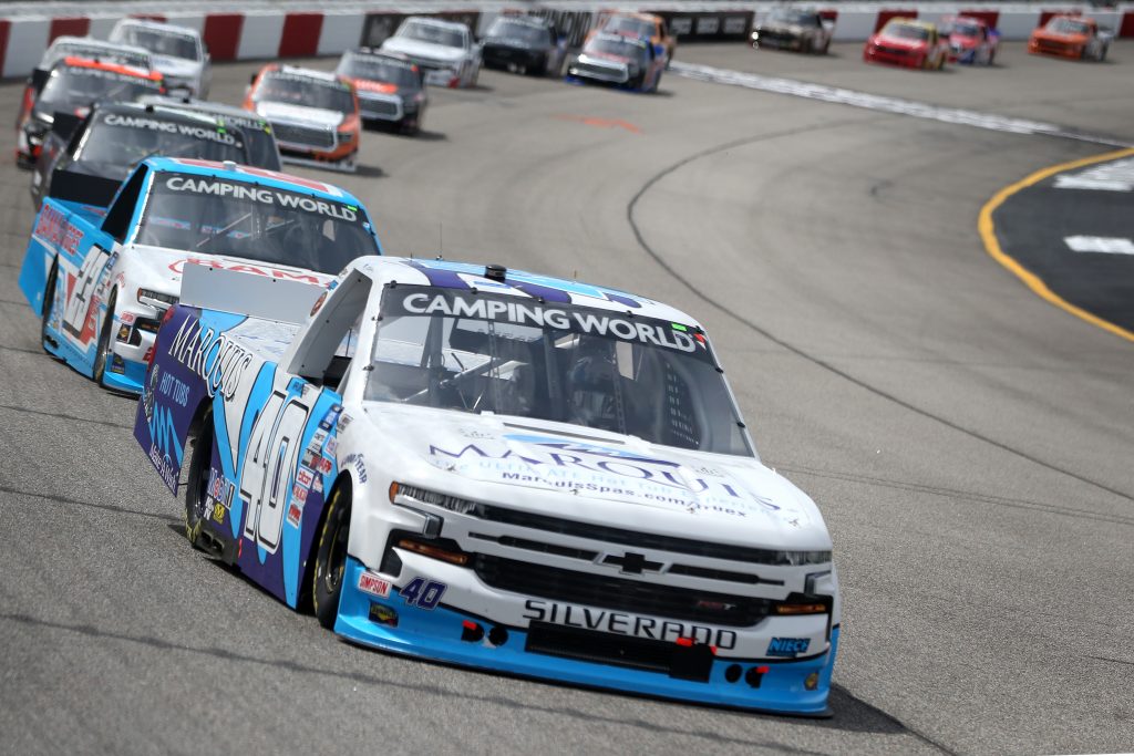 RICHMOND, VIRGINIA - APRIL 17: Ryan Truex, driver of the #40 Marquis 900 Wishes Chevrolet, drives during the NASCAR Camping World Truck Series ToyotaCare 250 at Richmond Raceway on April 17, 2021 in Richmond, Virginia. (Photo by Brian Lawdermilk/Getty Images) | Getty Images