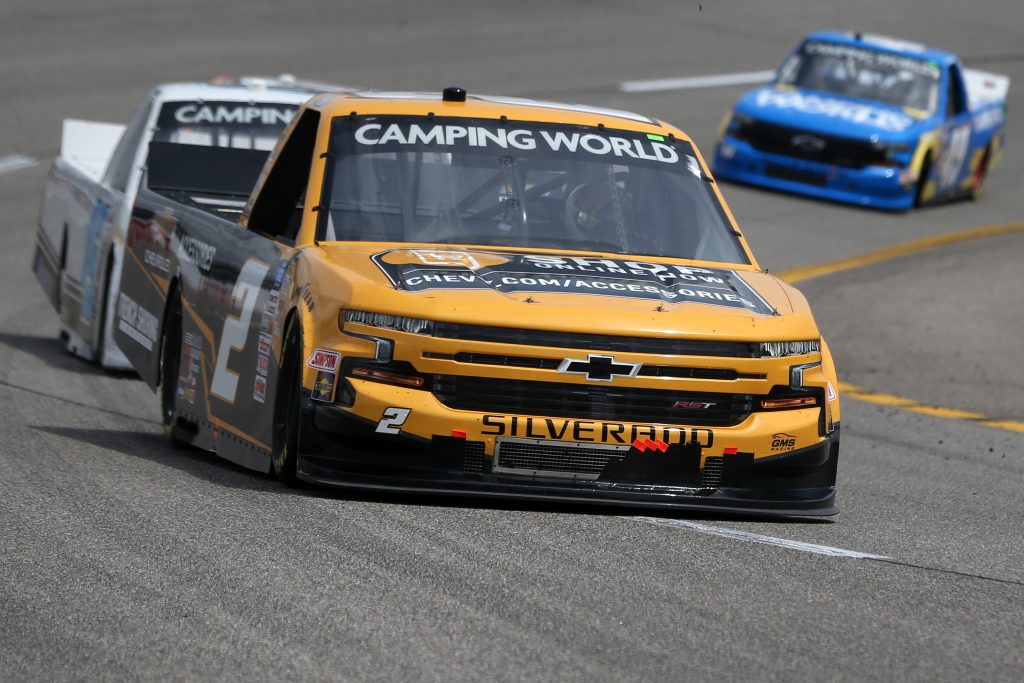 RICHMOND, VIRGINIA - APRIL 17: Sheldon Creed, driver of the #2 Chevy Accessories Chevrolet, drives during the NASCAR Camping World Truck Series ToyotaCare 250 at Richmond Raceway on April 17, 2021 in Richmond, Virginia. (Photo by Brian Lawdermilk/Getty Images) | Getty Images