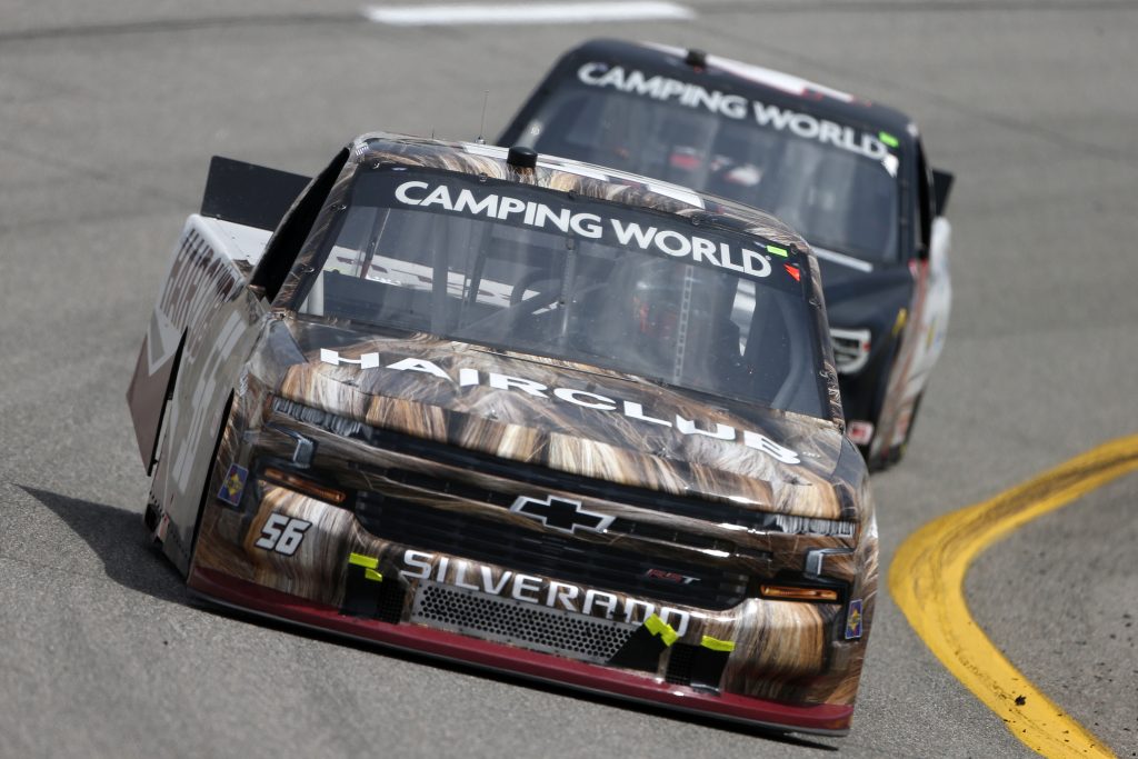 RICHMOND, VIRGINIA - APRIL 17: Timmy Hill, driver of the #56 HairClub Toyota, drives during the NASCAR Camping World Truck Series ToyotaCare 250 at Richmond Raceway on April 17, 2021 in Richmond, Virginia. (Photo by Brian Lawdermilk/Getty Images) | Getty Images