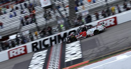 RICHMOND, VIRGINIA - APRIL 17: John Hunter Nemechek, driver of the #4 Safeway Toyota, crosses the finish line to win the NASCAR Camping World Truck Series ToyotaCare 250 at Richmond Raceway on April 17, 2021 in Richmond, Virginia. (Photo by Sean Gardner/Getty Images) | Getty Images