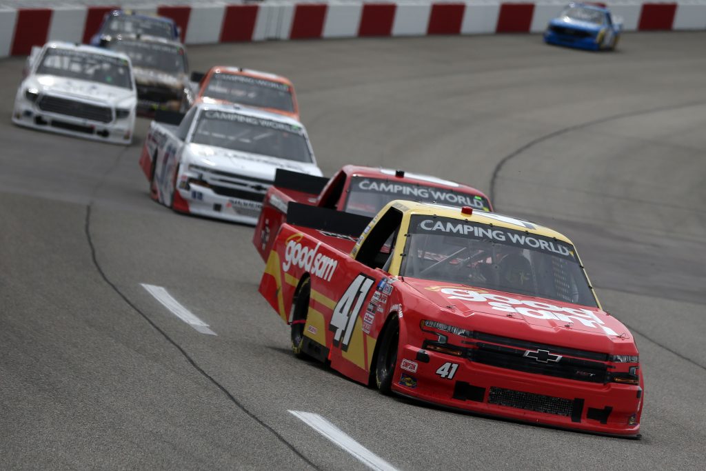 RICHMOND, VIRGINIA - APRIL 17: Dawson Cram, driver of the #41 Chevrolet, drives during the NASCAR Camping World Truck Series ToyotaCare 250 at Richmond Raceway on April 17, 2021 in Richmond, Virginia. (Photo by Brian Lawdermilk/Getty Images) | Getty Images