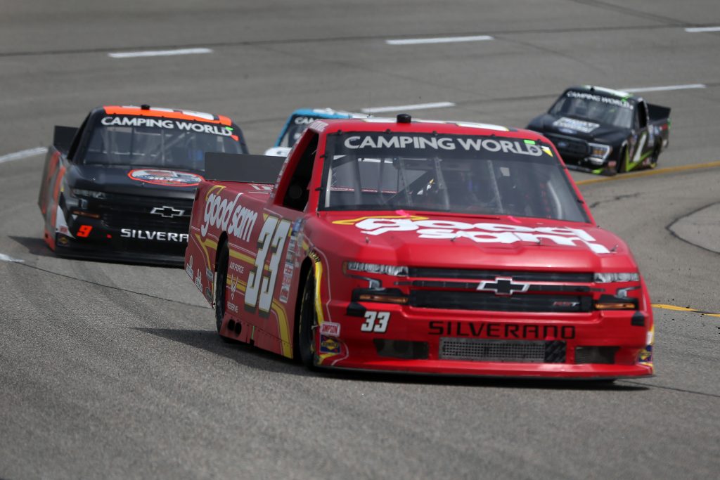 RICHMOND, VIRGINIA - APRIL 17: Keith McGee, driver of the #33 Chevrolet, drives during the NASCAR Camping World Truck Series ToyotaCare 250 at Richmond Raceway on April 17, 2021 in Richmond, Virginia. (Photo by Brian Lawdermilk/Getty Images) | Getty Images