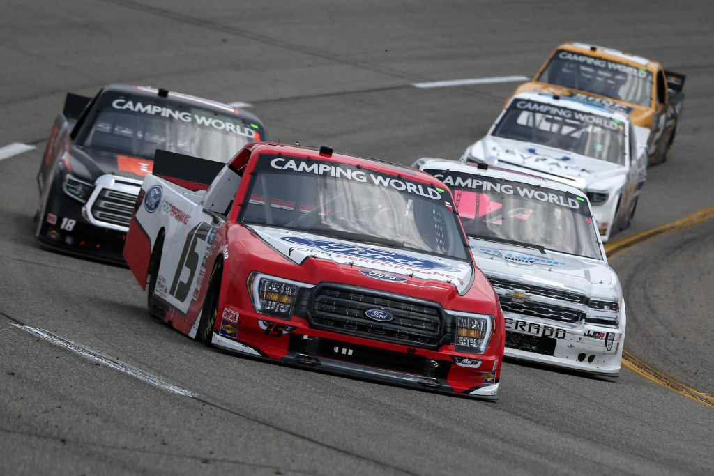 RICHMOND, VIRGINIA - APRIL 17: Tanner Gray, driver of the #15 Ford Performance Ford, drives during the NASCAR Camping World Truck Series ToyotaCare 250 at Richmond Raceway on April 17, 2021 in Richmond, Virginia. (Photo by Brian Lawdermilk/Getty Images) | Getty Images