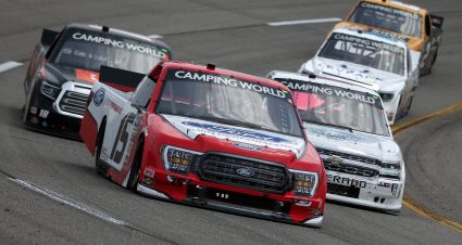 RICHMOND, VIRGINIA - APRIL 17: Tanner Gray, driver of the #15 Ford Performance Ford, drives during the NASCAR Camping World Truck Series ToyotaCare 250 at Richmond Raceway on April 17, 2021 in Richmond, Virginia. (Photo by Brian Lawdermilk/Getty Images) | Getty Images