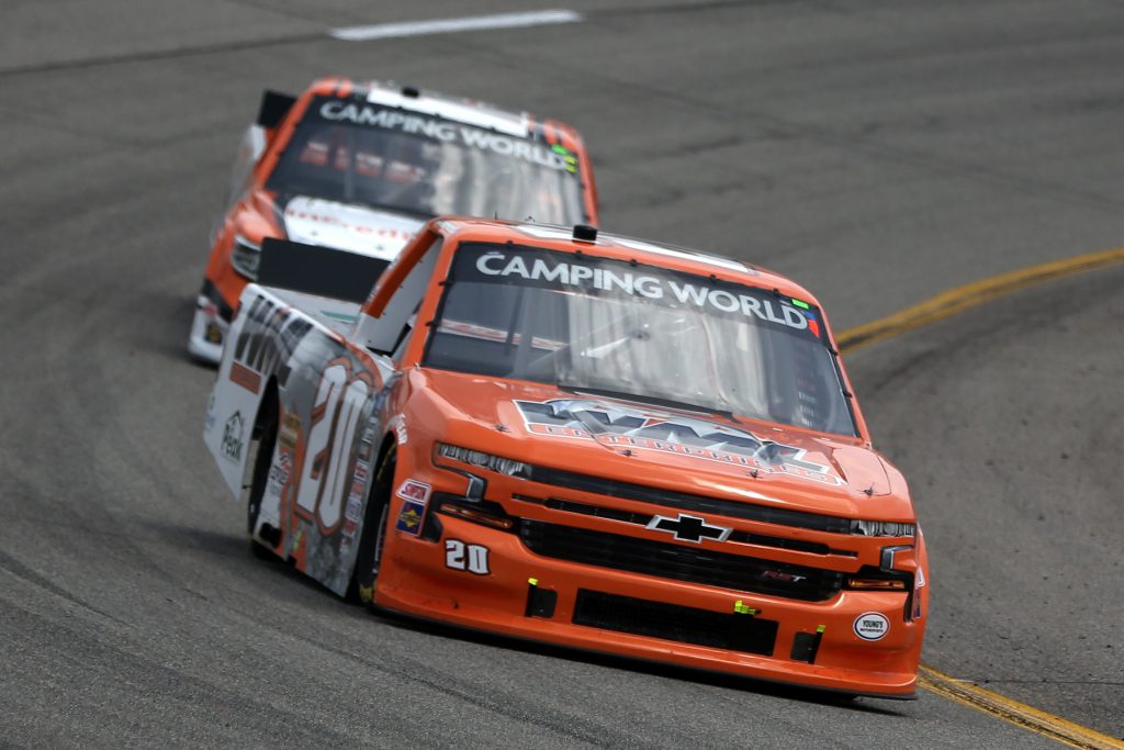 RICHMOND, VIRGINIA - APRIL 17: Spencer Boyd, driver of the #20 WML Enterprises Chevrolet, drives during the NASCAR Camping World Truck Series ToyotaCare 250 at Richmond Raceway on April 17, 2021 in Richmond, Virginia. (Photo by Brian Lawdermilk/Getty Images) | Getty Images