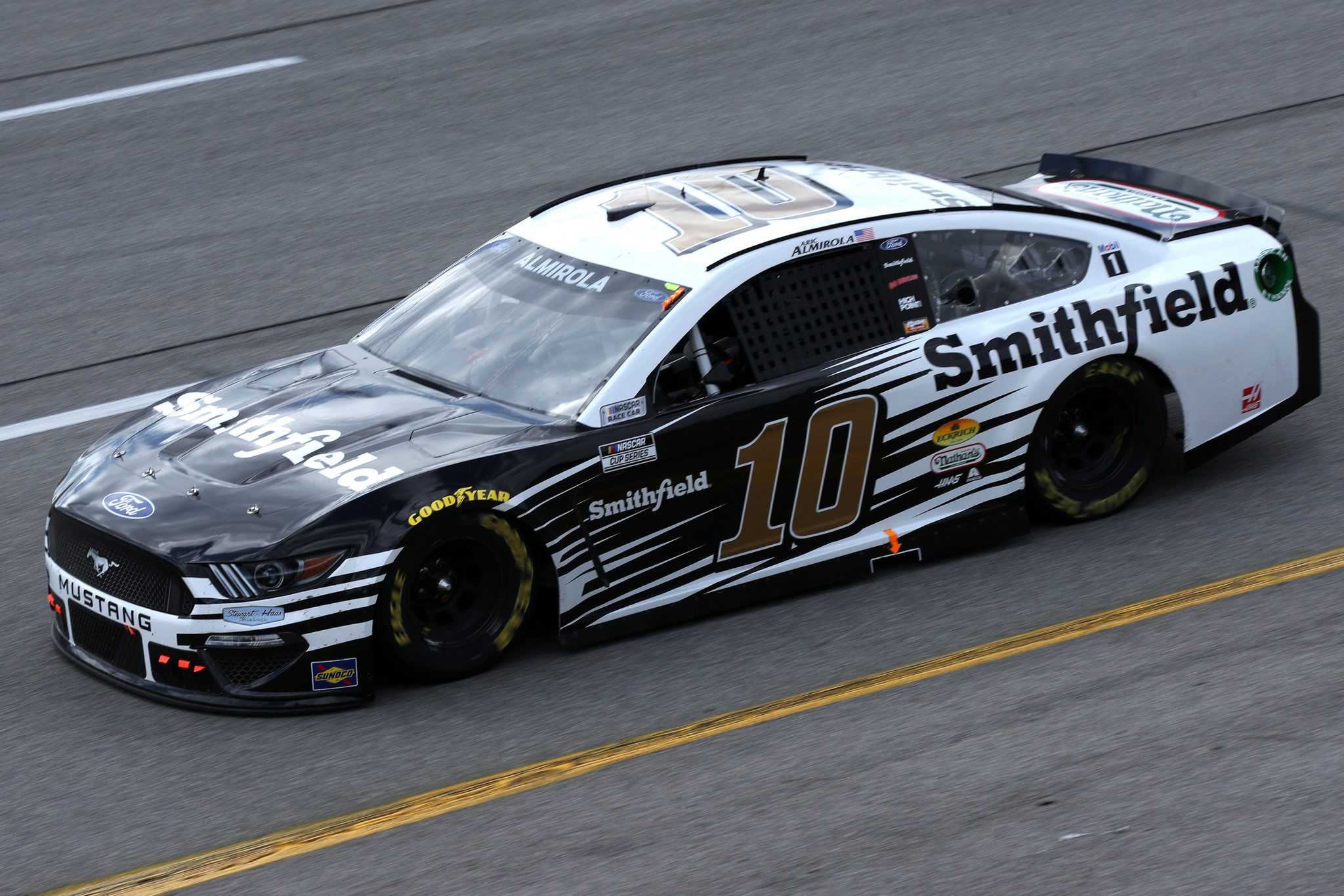 RICHMOND, VIRGINIA - APRIL 18: Aric Almirola, driver of the #10 Smithfield Ford, drives during the NASCAR Cup Series Toyota Owners 400 at Richmond Raceway on April 18, 2021 in Richmond, Virginia. (Photo by Sean Gardner/Getty Images) | Getty Images