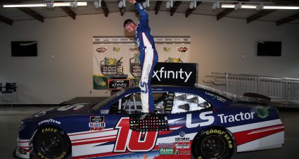 TALLADEGA, ALABAMA - APRIL 24: Jeb Burton, driver of the #10 LS Tractors Chevrolet, celebrates in victory lane after winning the NASCAR Xfinity Series Ag-Pro 300 at Talladega Superspeedway on April 24, 2021 in Talladega, Alabama. (Photo by Sean Gardner/Getty Images) | Getty Images