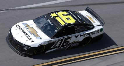 TALLADEGA, ALABAMA - APRIL 25: Kaz Grala, driver of the #16 Hyperice Chevrolet, drives during the NASCAR Cup Series  GEICO 500 at Talladega Superspeedway on April 25, 2021 in Talladega, Alabama. (Photo by Sean Gardner/Getty Images) | Getty Images