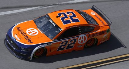 TALLADEGA, ALABAMA - APRIL 25: Joey Logano, driver of the #22 Autotrader Ford, drives during the NASCAR Cup Series  GEICO 500 at Talladega Superspeedway on April 25, 2021 in Talladega, Alabama. (Photo by Sean Gardner/Getty Images) | Getty Images