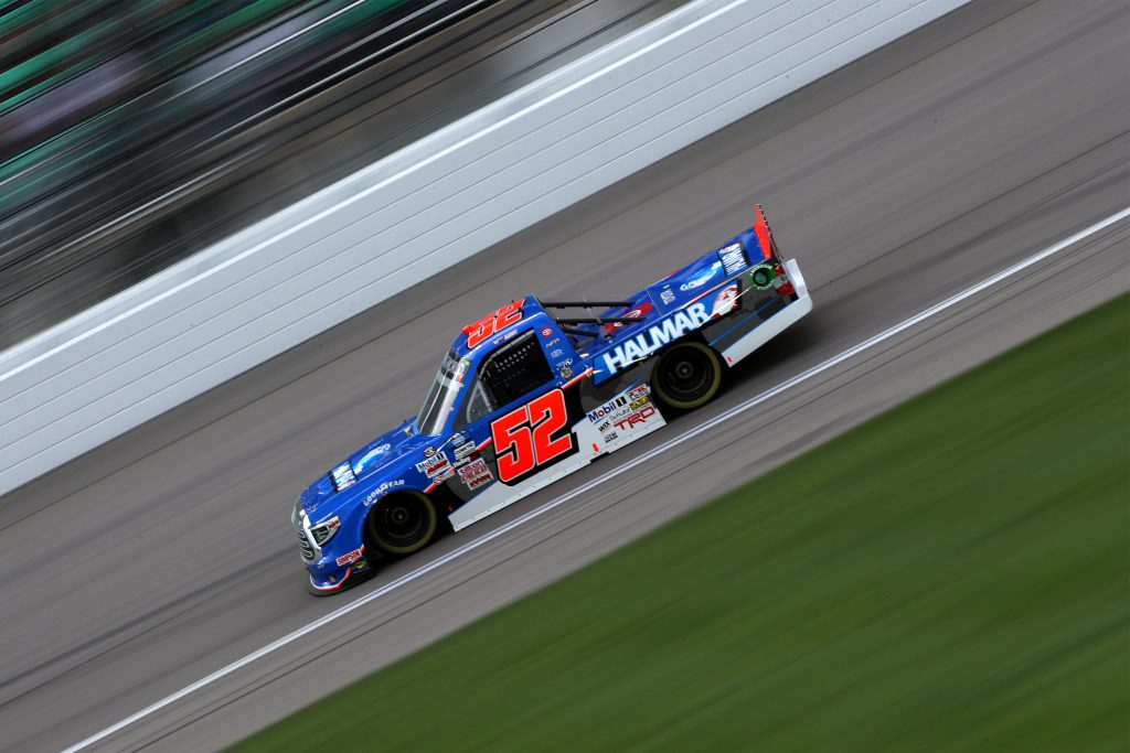 KANSAS CITY, KANSAS - MAY 01: Stewart Friesen, driver of the #52 Halmar International Toyota, drives during the NASCAR Camping World Truck Series Wise Power 200 at Kansas Speedway on May 01, 2021 in Kansas City, Kansas. (Photo by Sean Gardner/Getty Images) | Getty Images
