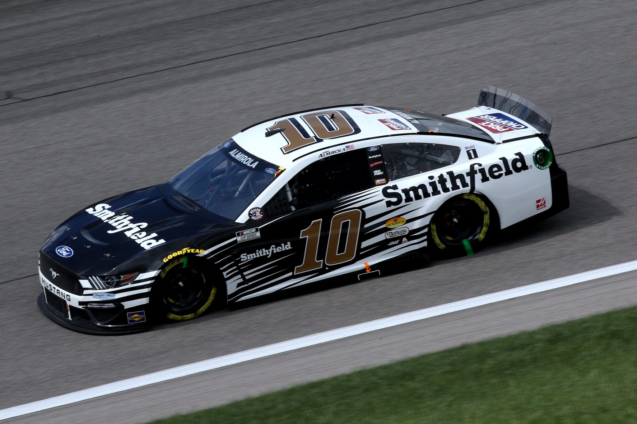KANSAS CITY, KANSAS - MAY 02: Aric Almirola, driver of the #10 Smithfield/Price Chopper Ford, drives during the NASCAR Cup Series Buschy McBusch Race 400 at Kansas Speedway on May 02, 2021 in Kansas City, Kansas. (Photo by Sean Gardner/Getty Images) | Getty Images