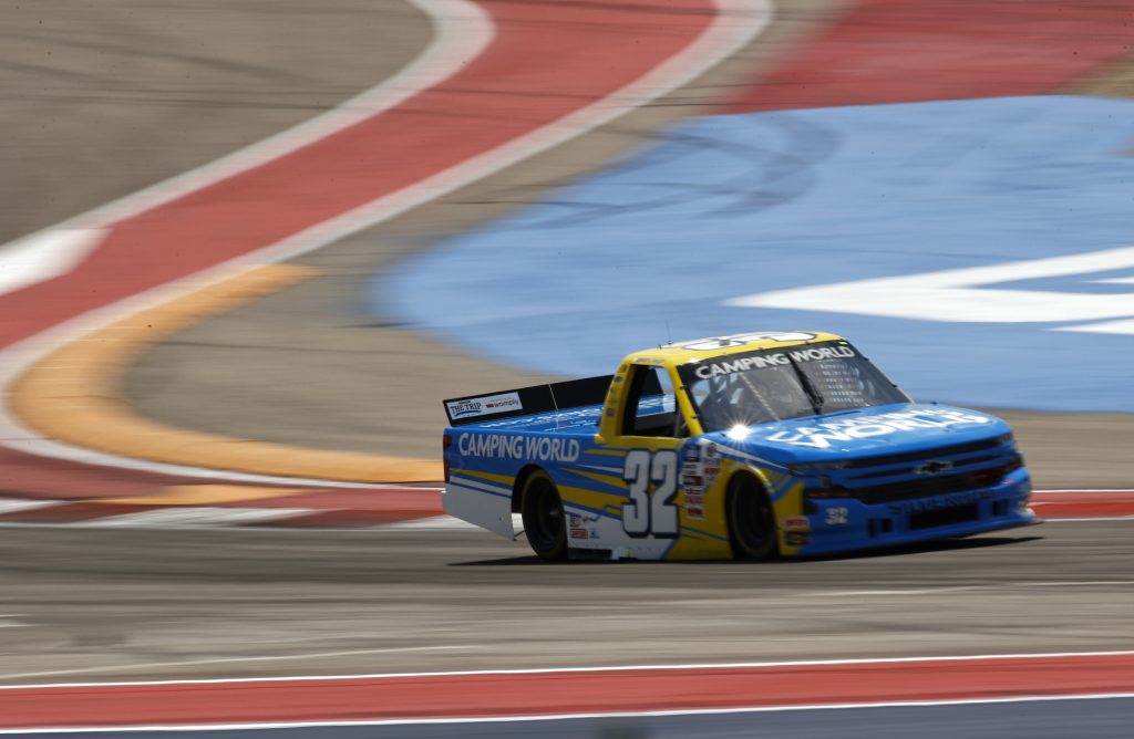 AUSTIN, TEXAS - MAY 21: Sam Mayer, driver of the #32 Camping World Chevrolet, drives during practice for the NASCAR Camping World Truck Series Toyota Tundra 225 at Circuit of The Americas on May 21, 2021 in Austin, Texas. (Photo by Jared C. Tilton/Getty Images) | Getty Images
