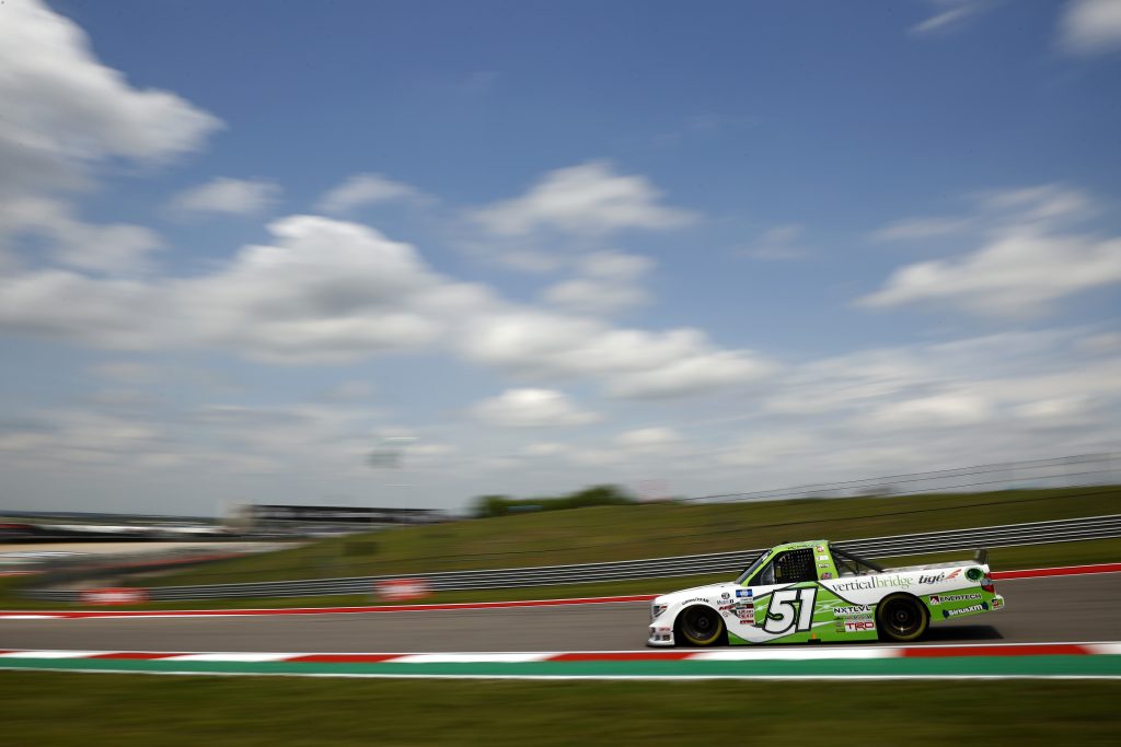AUSTIN, TEXAS - MAY 21: Parker Chase, driver of the #51 Vertical Bridge Toyota, drives during practice for the NASCAR Camping World Truck Series Toyota Tundra 225 at Circuit of The Americas on May 21, 2021 in Austin, Texas. (Photo by Jared C. Tilton/Getty Images) | Getty Images