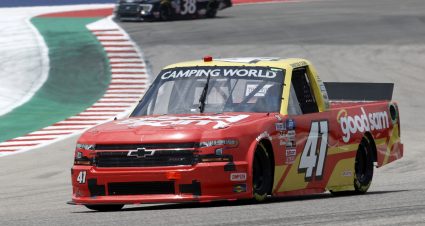AUSTIN, TEXAS - MAY 21: Dawson Cram, driver of the #41 Good Sam Chevrolet, drives during practice for the NASCAR Camping World Truck Series Toyota Tundra 225 on May 21, 2021 in Austin, Texas. (Photo by Chris Graythen/Getty Images) | Getty Images