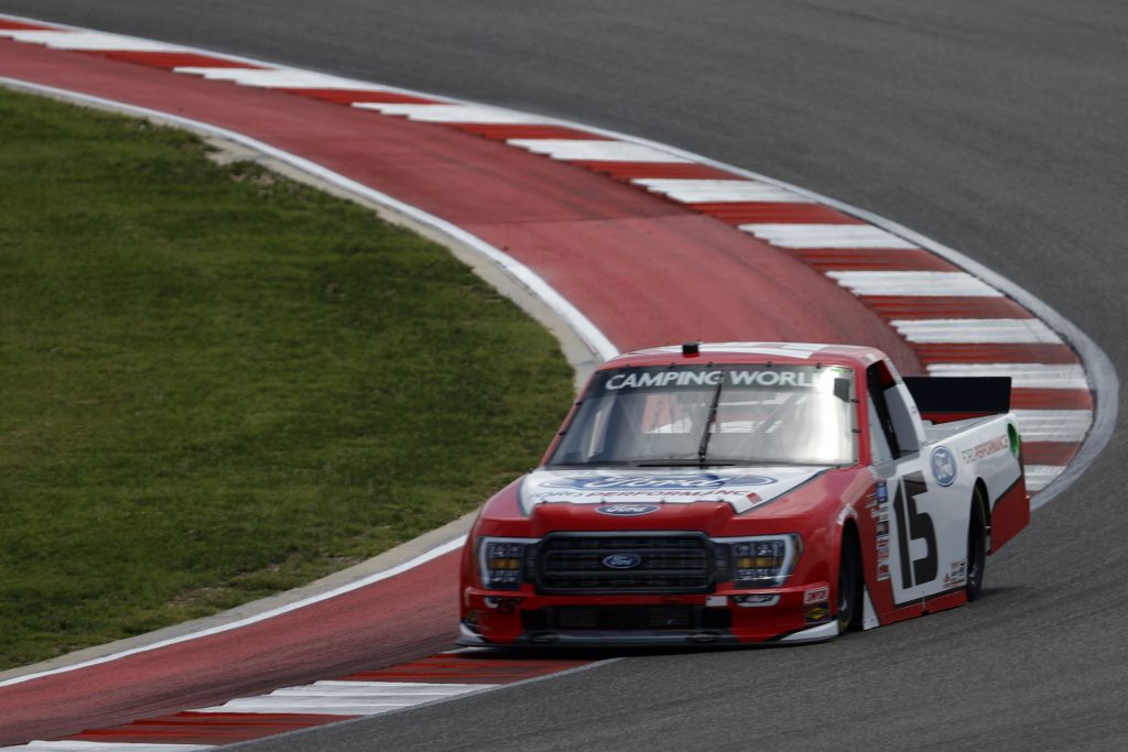 AUSTIN, TEXAS - MAY 21: Tanner Gray, driver of the #15 Ford Performance Ford, drives during practice for the NASCAR Camping World Truck Series Toyota Tundra 225 at Circuit of The Americas on May 21, 2021 in Austin, Texas. (Photo by Chris Graythen/Getty Images) | Getty Images