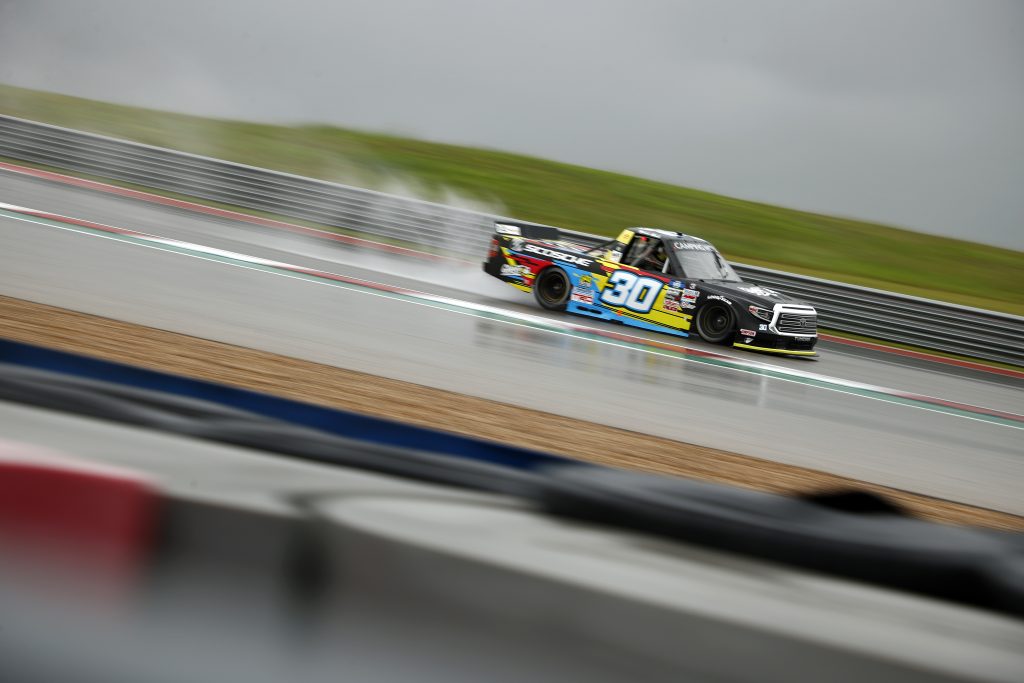 AUSTIN, TEXAS - MAY 22: Michele Abbate, driver of the #30 Scoshe Toyota, drives during qualifying for the NASCAR Camping World Truck Series Toyota Tundra 225 Qualifying at Circuit of The Americas on May 22, 2021 in Austin, Texas. (Photo by Jared C. Tilton/Getty Images) | Getty Images