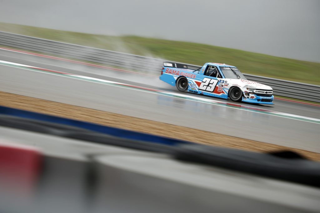 AUSTIN, TEXAS - MAY 22: Chase Purdy, driver of the #23 BamaBuggies.com Chevrolet, drives during qualifying for the NASCAR Camping World Truck Series Toyota Tundra 225 Qualifying at Circuit of The Americas on May 22, 2021 in Austin, Texas. (Photo by Jared C. Tilton/Getty Images) | Getty Images