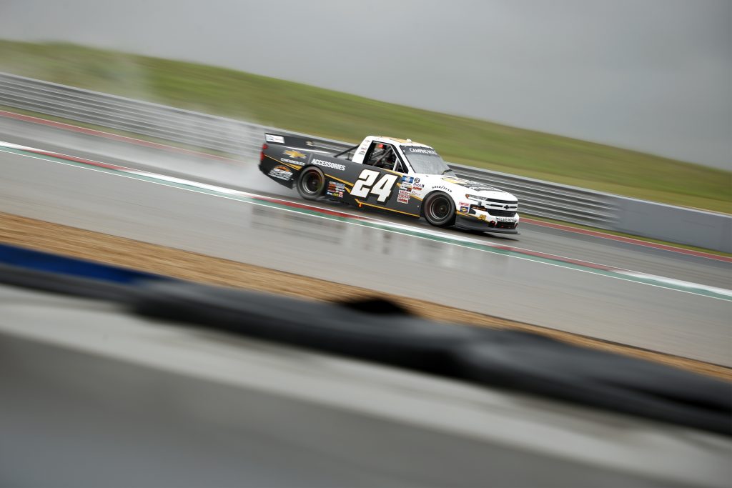 AUSTIN, TEXAS - MAY 22: Jack Wood, driver of the #24 Chevy Accessories Chevrolet, drives during qualifying for the NASCAR Camping World Truck Series Toyota Tundra 225 Qualifying at Circuit of The Americas on May 22, 2021 in Austin, Texas. (Photo by Jared C. Tilton/Getty Images) | Getty Images