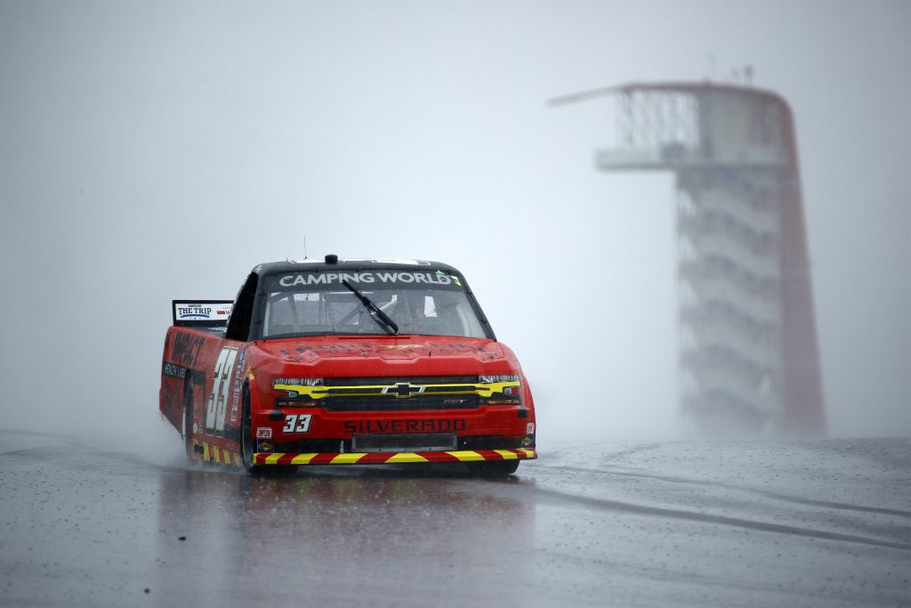 AUSTIN, TEXAS - MAY 22: Cameron Lawrence, driver of the #33 Impact Health Chevrolet, drives during qualifying for the NASCAR Camping World Truck Series Toyota Tundra 225 Qualifying at Circuit of The Americas on May 22, 2021 in Austin, Texas. (Photo by Jared C. Tilton/Getty Images) | Getty Images
