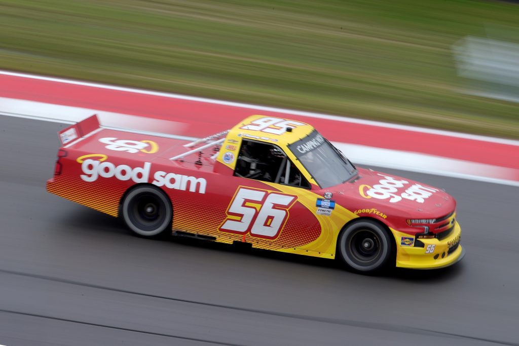 AUSTIN, TEXAS - MAY 22: Timmy Hill, driver of the #56 Good Sam Chevrolet, drives during the NASCAR Camping World Truck Series Toyota Tundra 225 at Circuit of The Americas on May 22, 2021 in Austin, Texas. (Photo by Carmen Mandato/Getty Images) | Getty Images