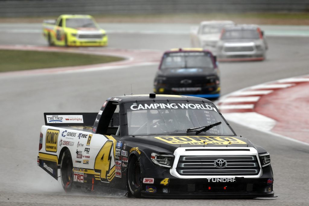AUSTIN, TEXAS - MAY 22: John Hunter Nemechek, driver of the #4 ROMCO Toyota, drives during the NASCAR Camping World Truck Series Toyota Tundra 225 at Circuit of The Americas on May 22, 2021 in Austin, Texas. (Photo by Jared C. Tilton/Getty Images) | Getty Images