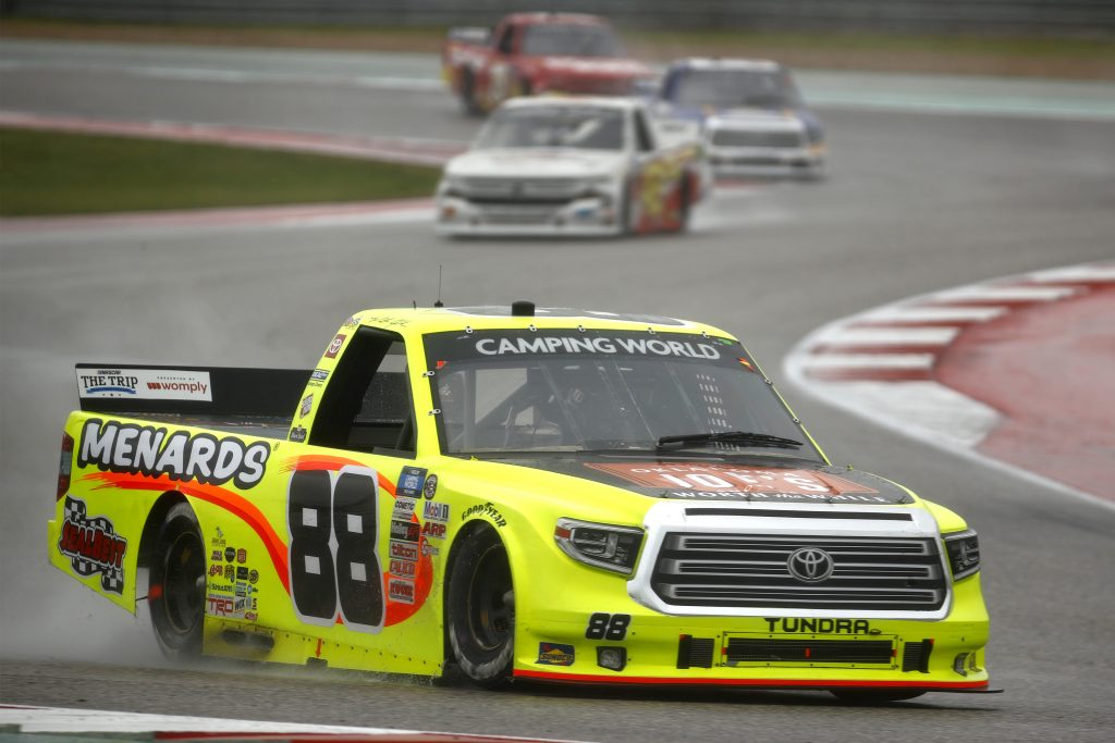 AUSTIN, TEXAS - MAY 22: Matt Crafton, driver of the #88 Oklahoma Joe's/Menards Toyota, drives during the NASCAR Camping World Truck Series Toyota Tundra 225 at Circuit of The Americas on May 22, 2021 in Austin, Texas. (Photo by Jared C. Tilton/Getty Images) | Getty Images