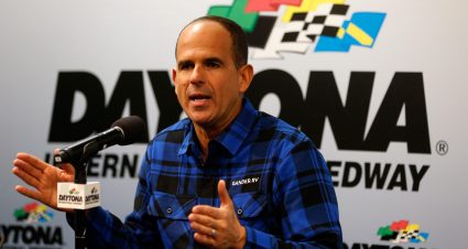 DAYTONA BEACH, FL - FEBRUARY 14:  Marcus Lemonis speaks during a press conference prior to practice for the NASCAR Gander Outdoor Truck Series NextEra Energy 250 at Daytona International Speedway on February 14, 2019 in Daytona Beach, Florida.  (Photo by Brian Lawdermilk/Getty Images) | Getty Images