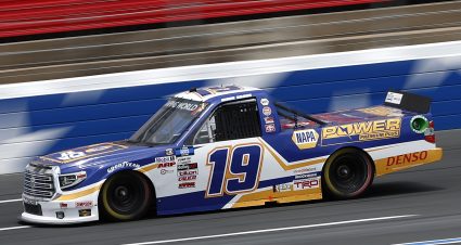 CONCORD, NORTH CAROLINA - MAY 28: Derek Kraus, driver of the #19 NAPA Power Premium Plus Toyota, drives during practice for the NASCAR Camping World Truck Series North Carolina Education Lottery 200 at Charlotte Motor Speedway on May 28, 2021 in Concord, North Carolina. (Photo by Maddie Meyer/Getty Images) | Getty Images